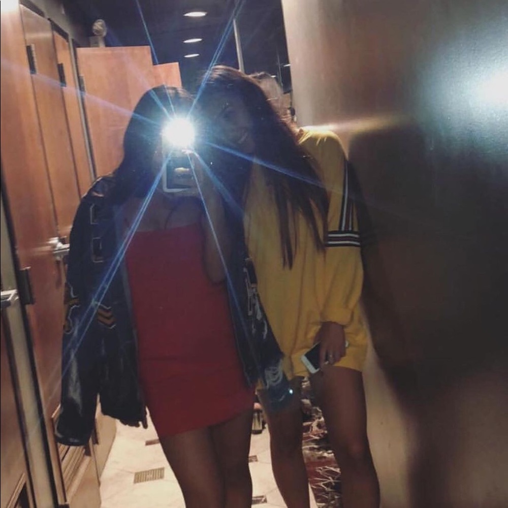 LF SEEK the label red bodycon band-back dress